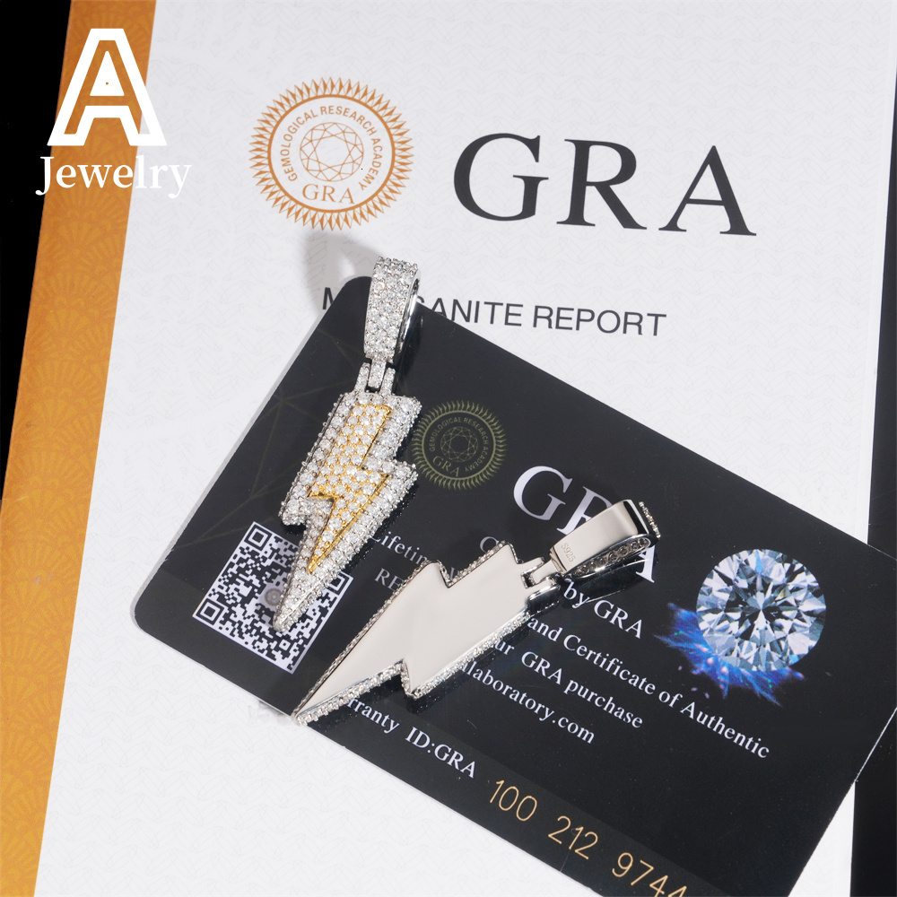 Ready to Ship Iced Out Hip Hop Jewelry Pendant 925 Silver Full VVS Moissanite Diamond Charm Pendants Necklace