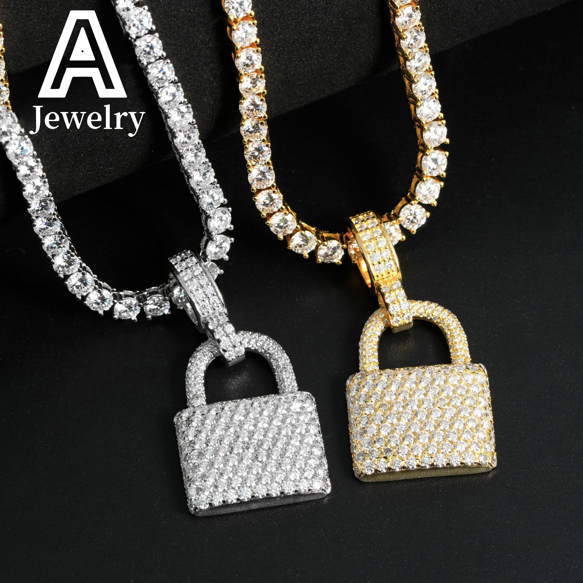 Iced Out Jewelry Hip Hop Pendants Custom Lock Design VVS Moissanite Diamond Charm Pendants for men women