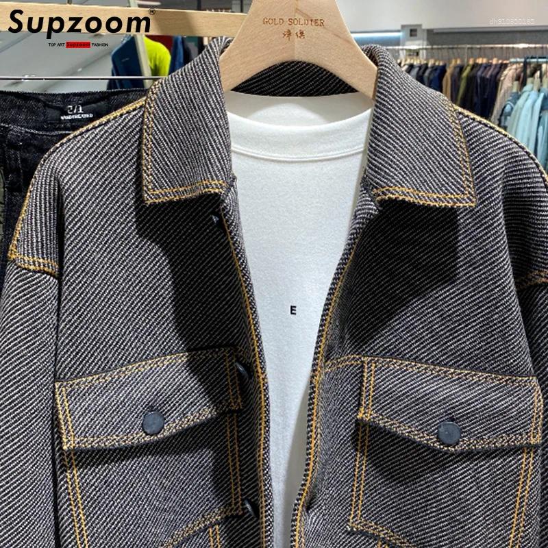 Men's Jackets Supzoom Arrival Top Fashion Men Casual Single Breasted Cotton Turn-down Collar Short Bomber Denim Jacket