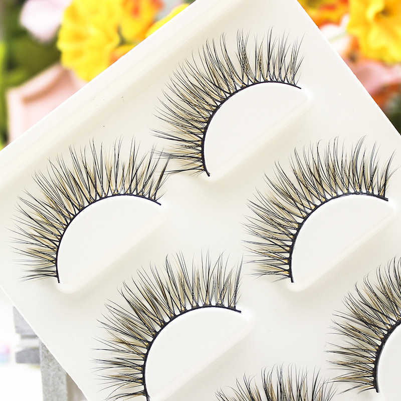 3D False Eyelash Black Brown Hard Stem Natural Simulation Thick Curling Extended Cross Eyelash W250324