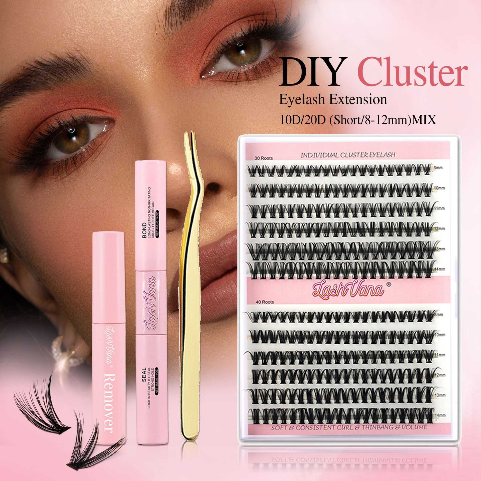 Lashes Kit Large Capacity Eyelash False Eyelash Thick Curling Single Cluster Flat Holiday Eyelash W250324