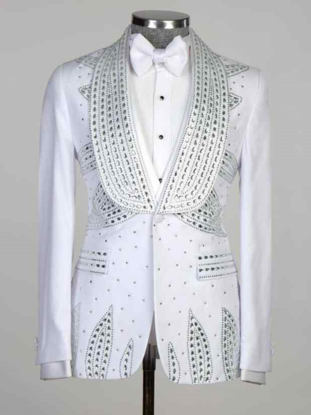 Luxury Wedding Tuxedos Crystal Beaded Men Suit Shawl Lapel 1 Piece Set Jacket Party Formal Groom Business Blazers Customized