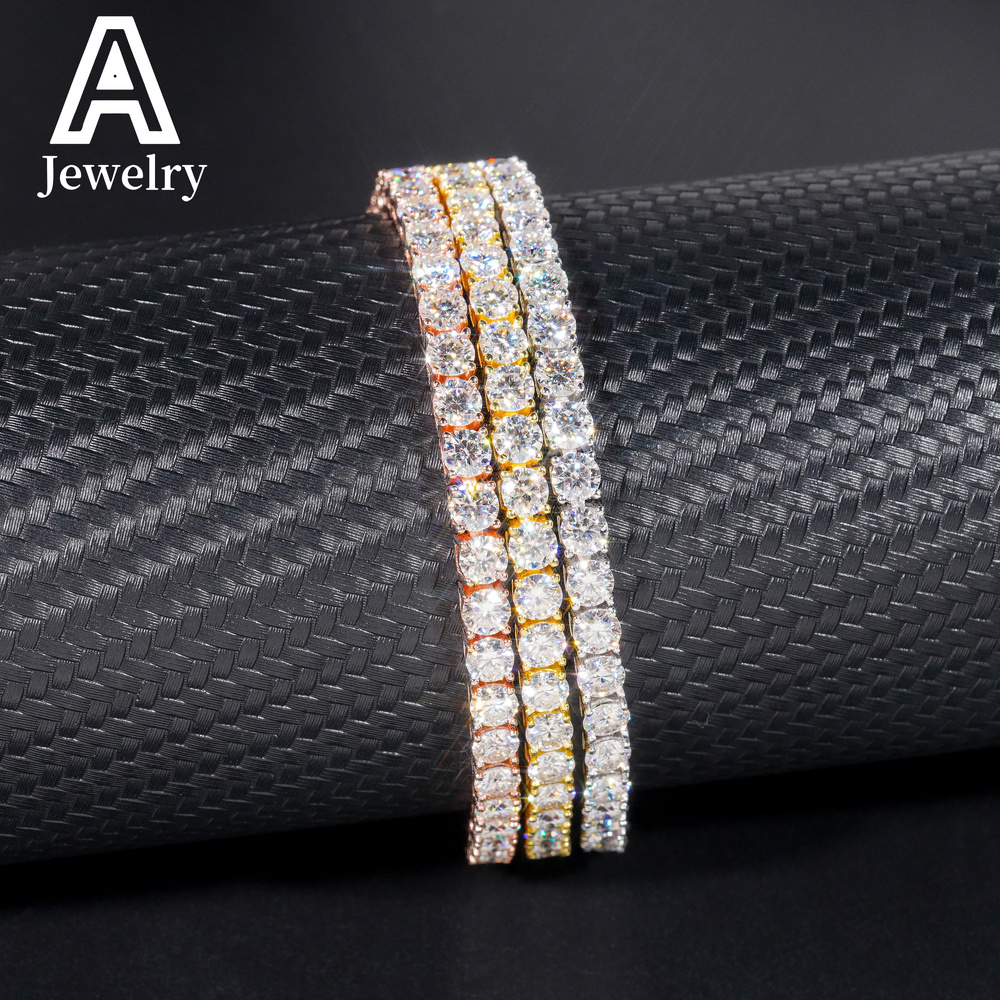 Pass Diamond Tester GRA Certificate 4MM Hip Hop Tennis Necklace Bracelet 925 Sterling Silver VVS Moissanite Tennis Chain