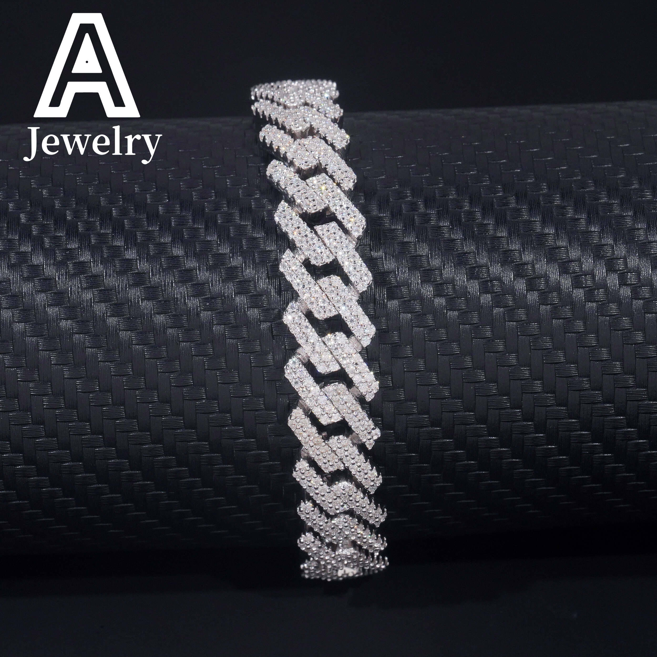 ced out Miami cuban chain hip hop jewelry necklace s925 moissanite diamond cuban link chain 12mm sharp cuban necklace bracelet