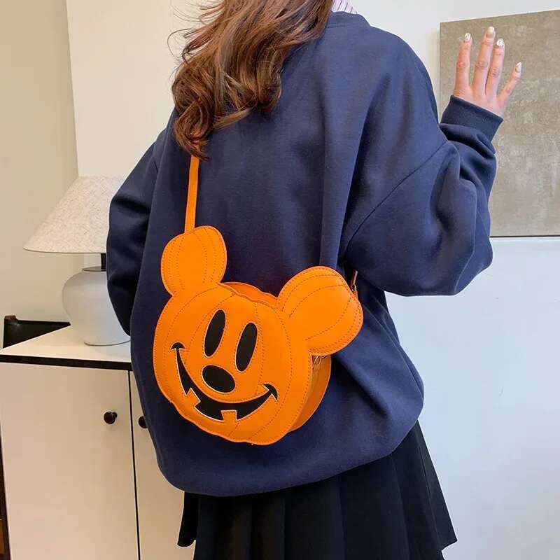 Creative Shoulder Personalized Niche Halloween Pumpkin Funny Women's PU Crossbody Cartoon Bag
