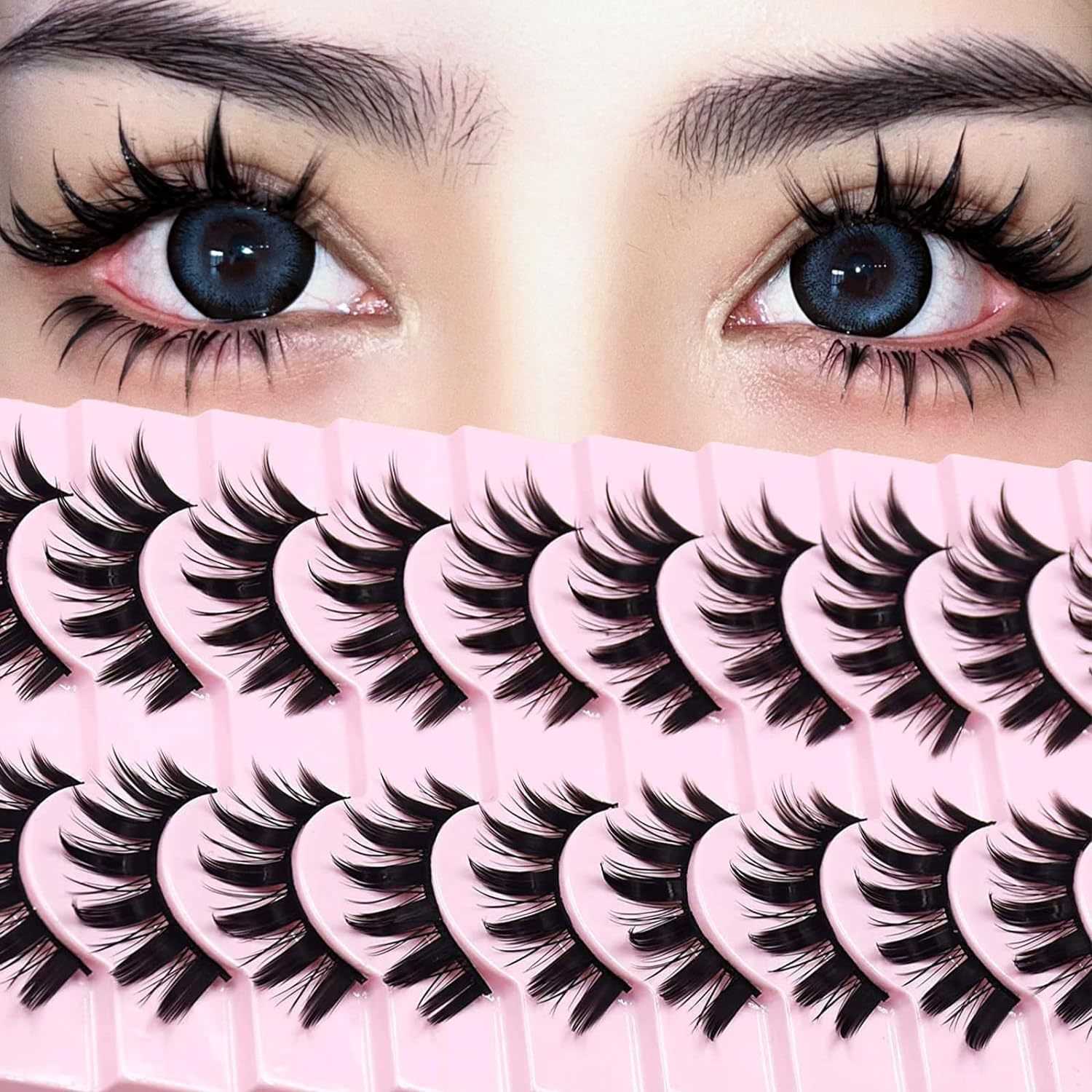 Extended thick false eyelashes 15mm whole black stem one-piece eyelash hard stem large W250324
