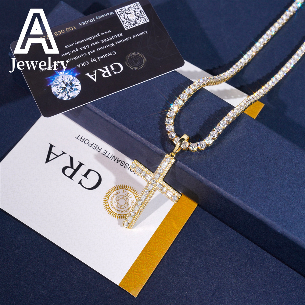 New Style Hip Hop iced out Cross Pendant Moissanite Pendant Pass Diamond Teste Pendantr