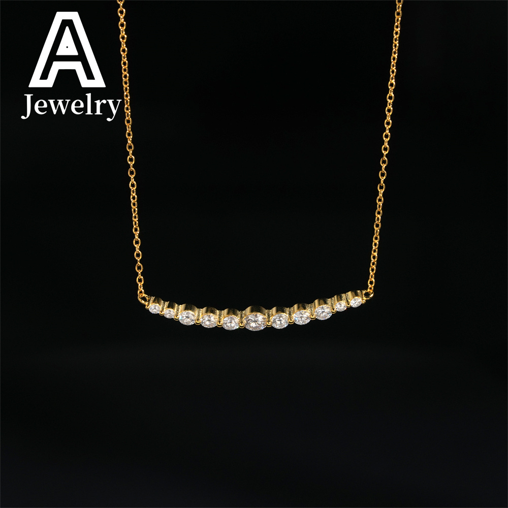 New Style Elegant Women Jewelry 925 Sterling Silver Bezel Smile Tennis Necklace Iced Out Moissanite Necklace