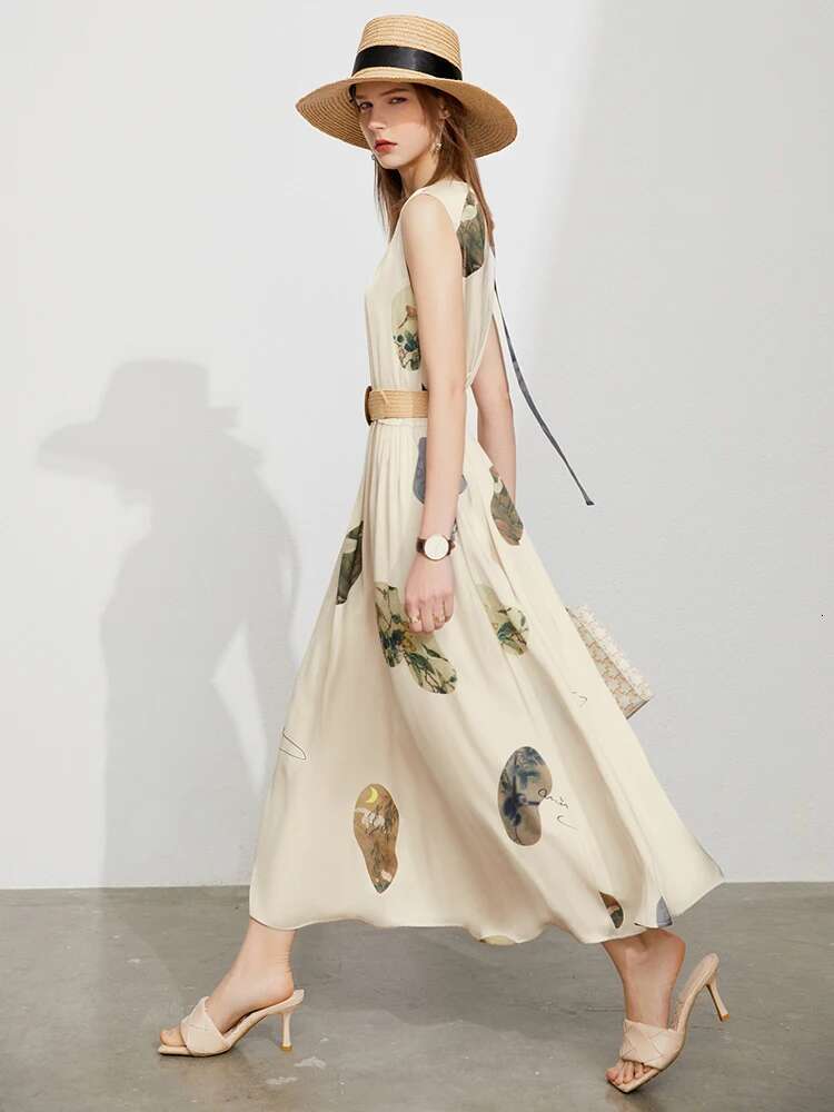 AMII Minimalism for 2023 Spring Summer Dress Pullover Printed Chinese Style Ae Vestidos Women Clothing 12342287