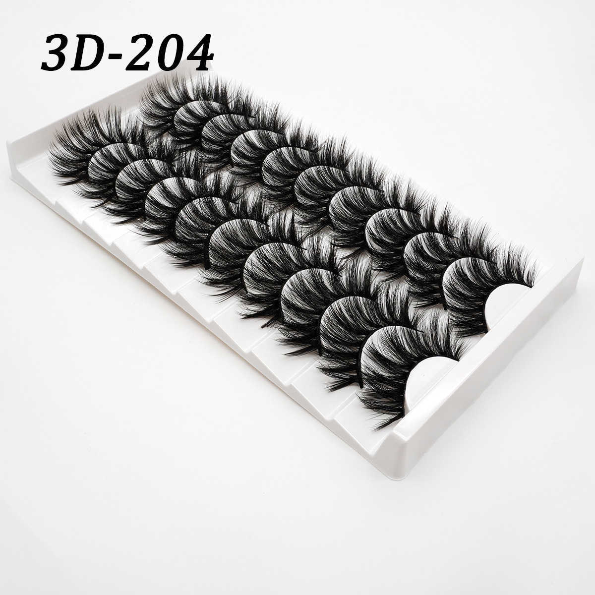 Style 10 pairs of fake eyelashes thick eyelashes natural extension curling one piece fine stem W250324