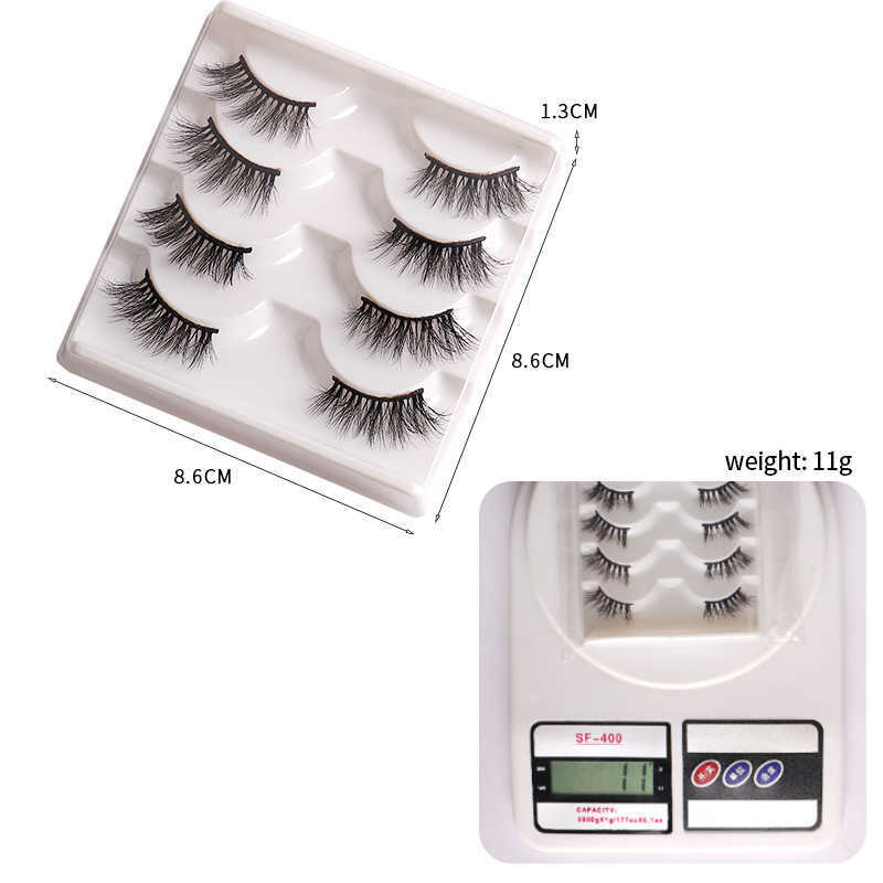 Messy and exaggerated high imitation mink fur half eye false eyelashes 4 pairs set thick curled eyelashes W250324
