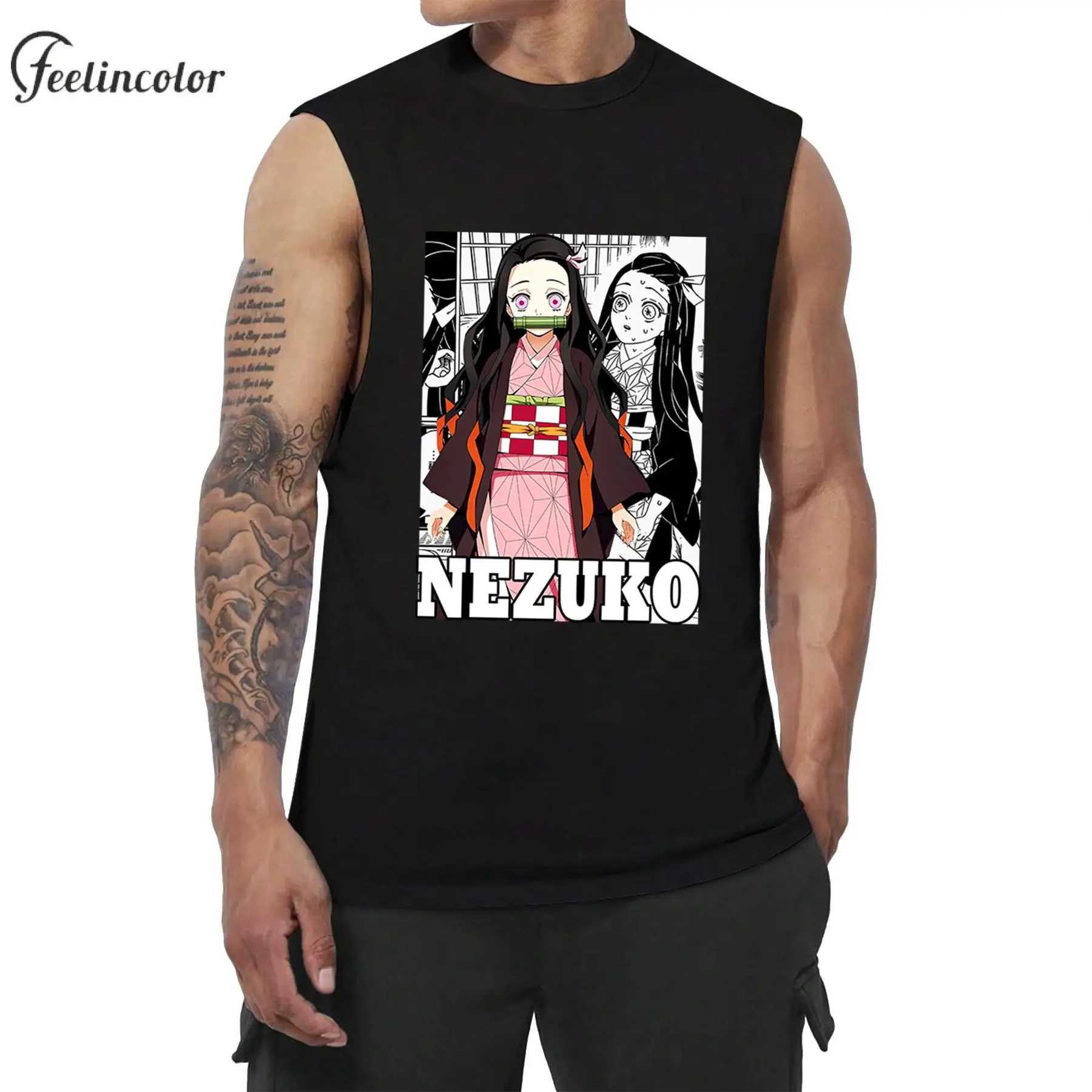 Tanjiro Kamado Mens Graphic Shirt Japanese Anime Printing Tank Top Zenitsu Agatsuma Sleeveless Tee Inosuke Hashibira Streetwear X250324