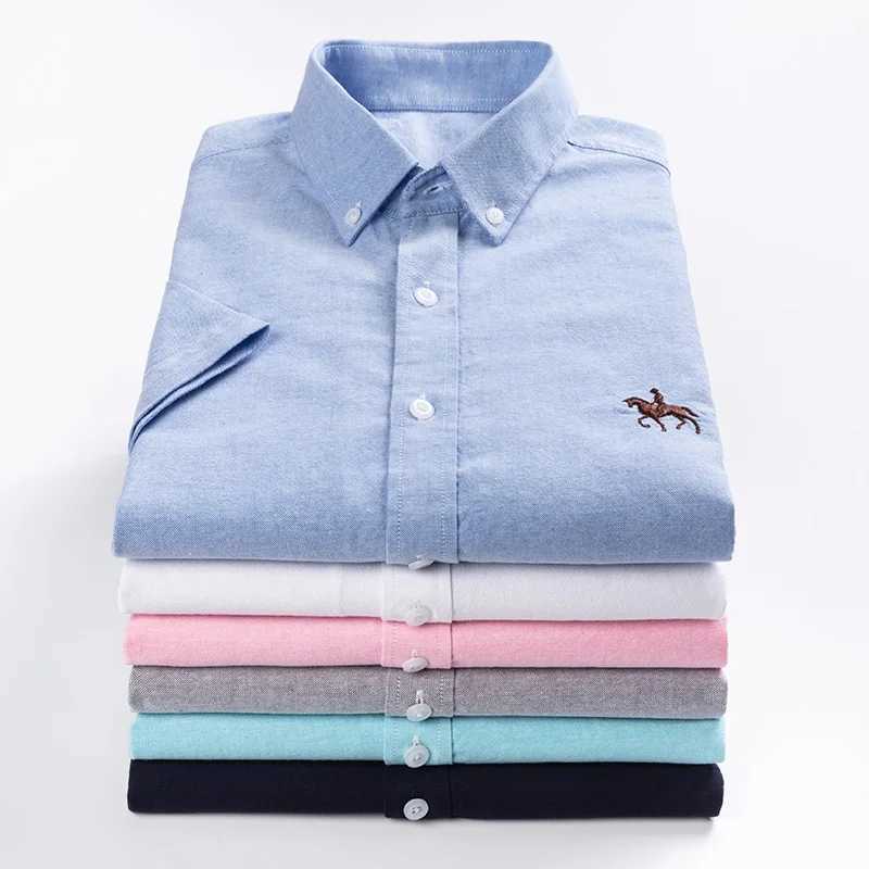 New L short sleeved 100% pure cotton Oxford soft comfortable casual fit plus size high-quality summer business mens casual shirt X250324