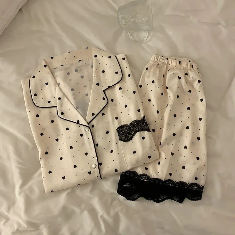 Korean Ins high-end ice silk summer thin sleepwear printed cardigan wool sweater home clothing fashion casual silk sleepwear 250321