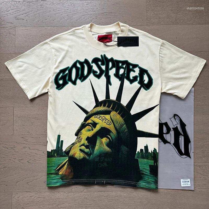 Men's T Shirts Godspeed T-shirt Streetwear Statue Of Print Casual Hip-Hop Round Neck Short Sleeve GOD SPEED Top Tee