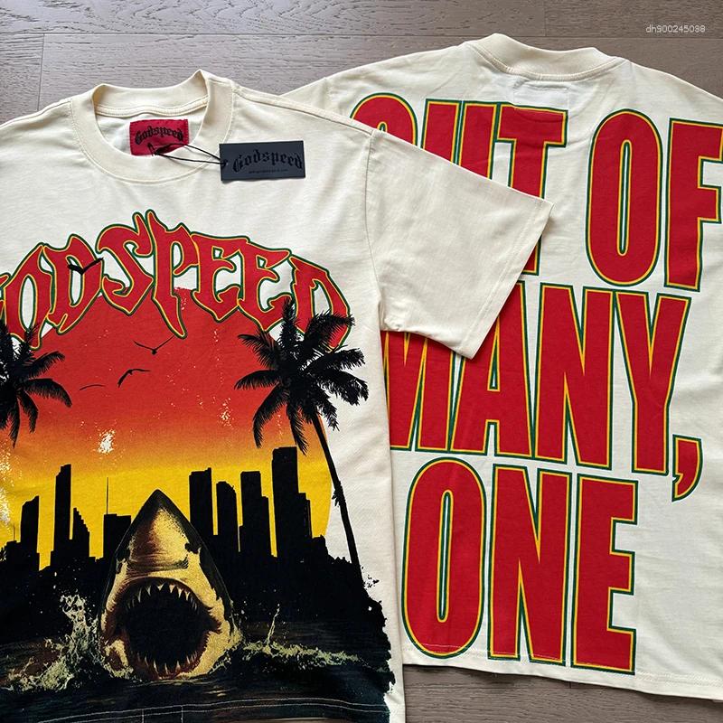 Men's T Shirts Godspeed T-shirt Streetwear Statue Of Print Casual Hip-Hop Round Neck Short Sleeve GOD SPEED Top Tee