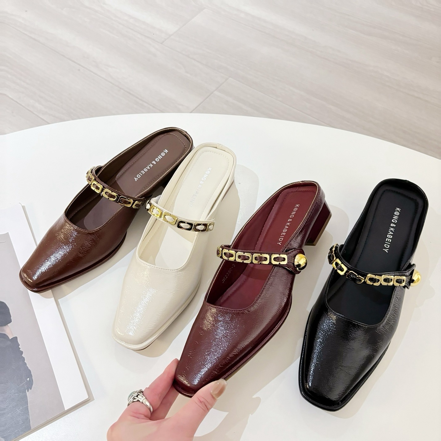 2025 New French Shoes with Square Toe Straight Strap Designer Fashionable Multi functional Lightweight and Comfortable Suitable for Commuting