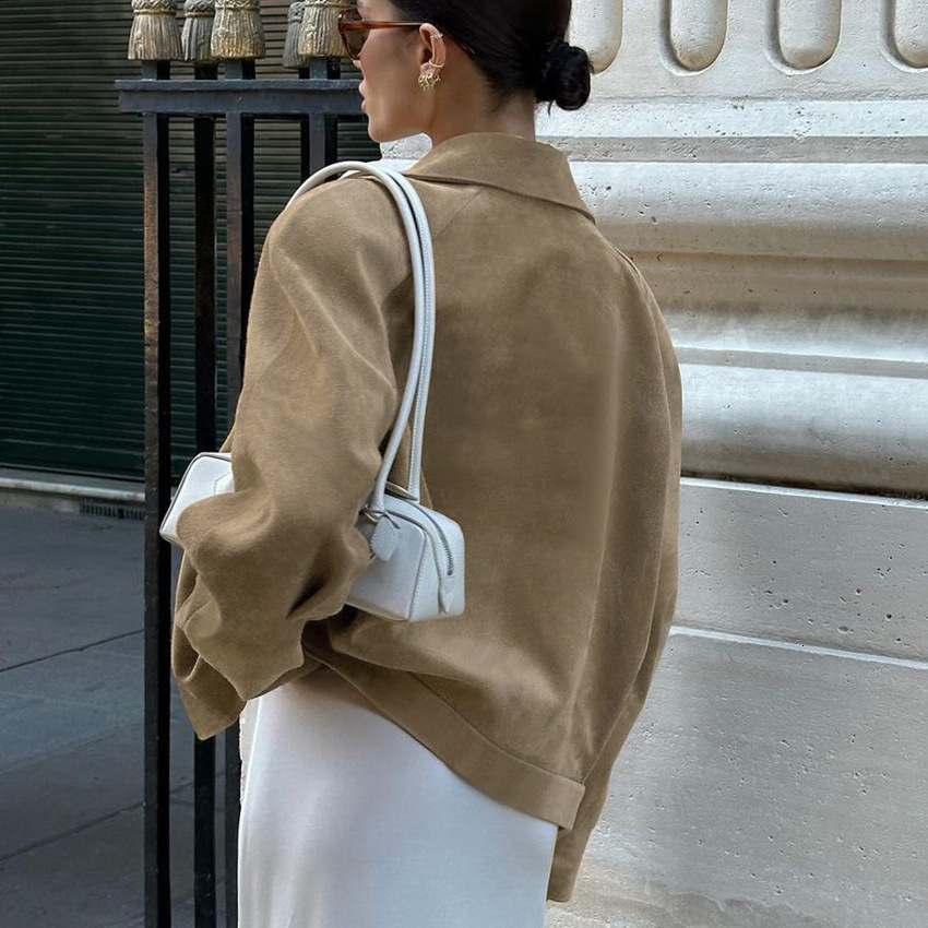 Maillard suede 2025 autumn and winter new design sense suit collar loose temperament commuting jacket