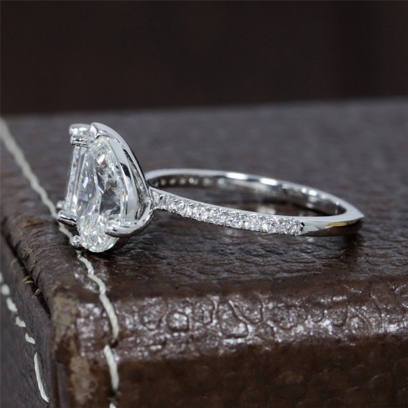 Jewelry 18K White Gold 1.0 Carat Pear And Princess Fashion Design Lab Grown Diamond Engagement Ring For Women Real Gold Wedding Ring