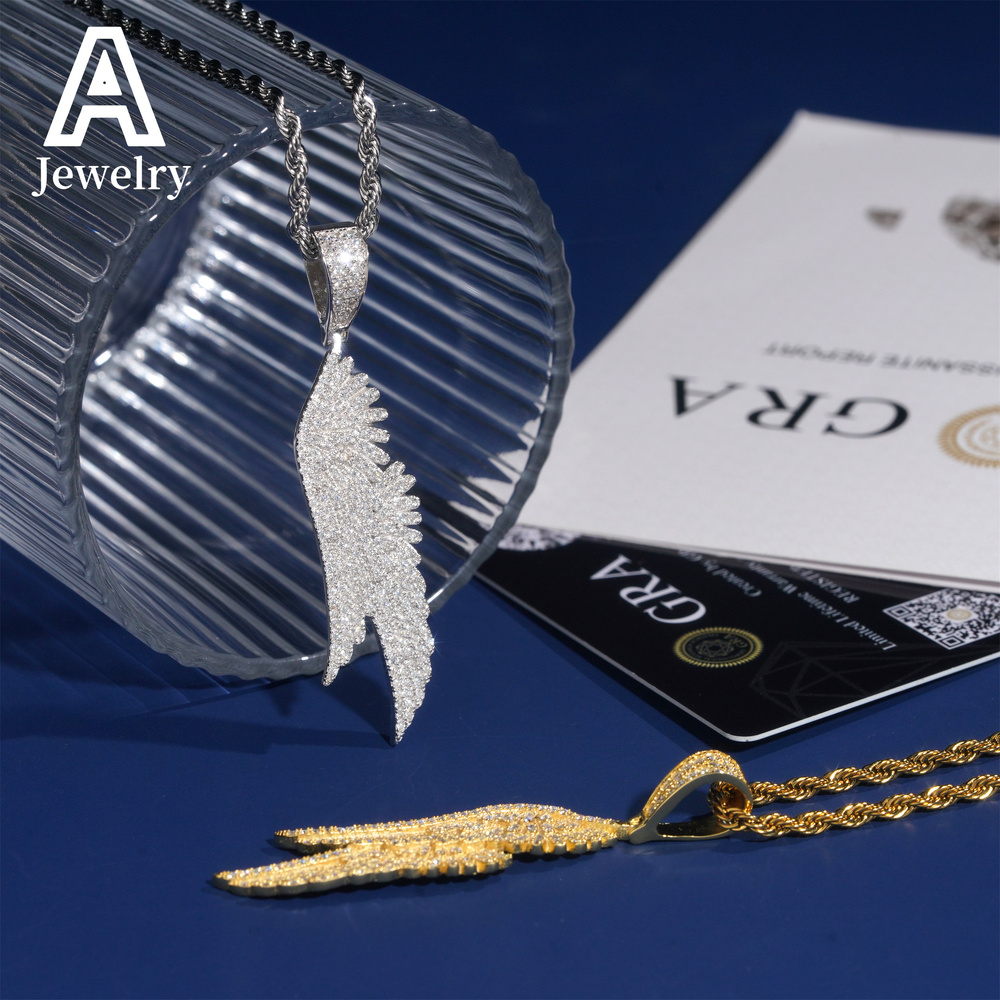 Mens Diamond Pendant 925 Silverwing design Hip hop fashion jewelry vvs Moissanite passed the test