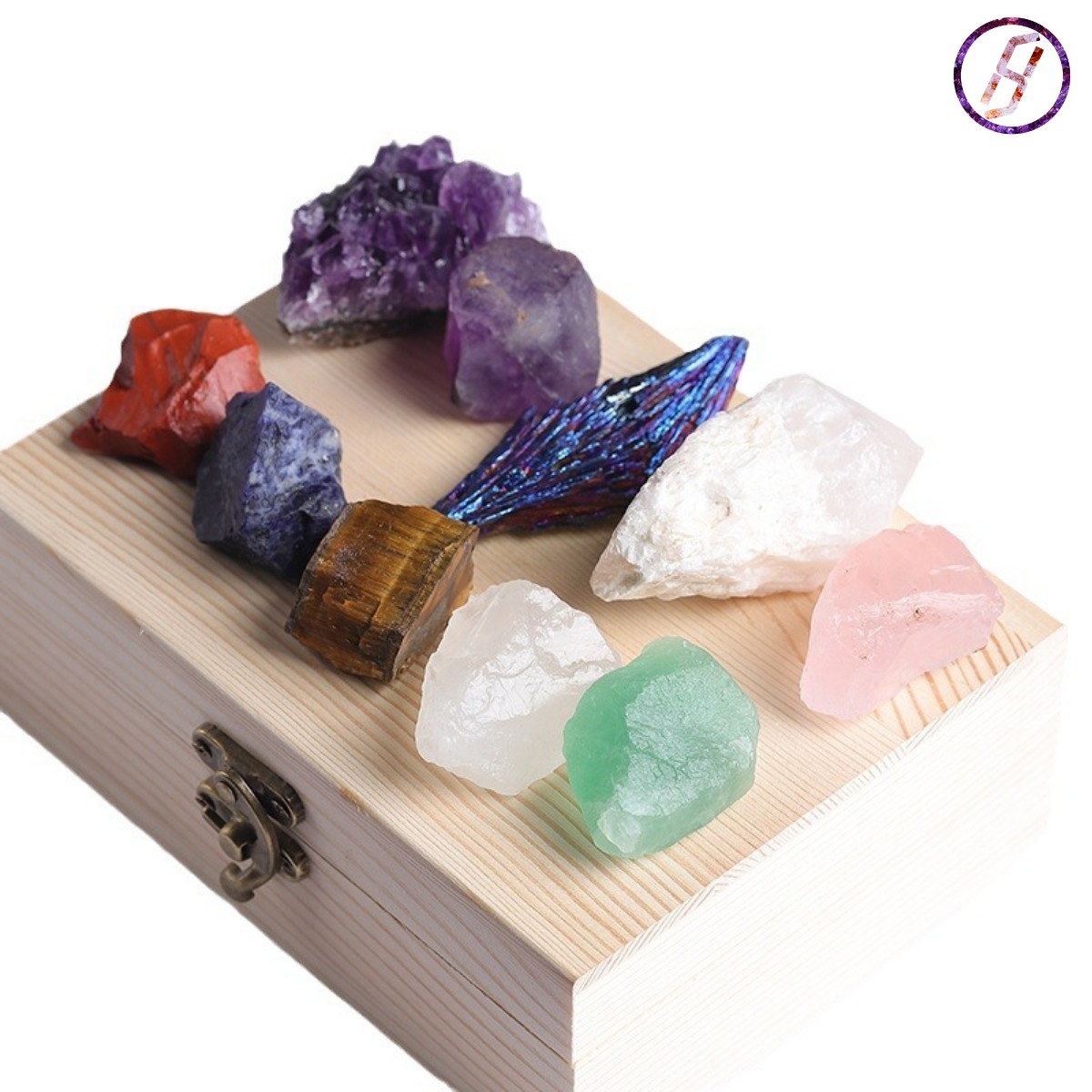 Natural Crystal 7 Color Gemstone Crystal Ore Raw Stone Box Set 7 Chakra Healing Crystal Karmic Imprinting Gemstone Kits Mysterious Eastern Energy