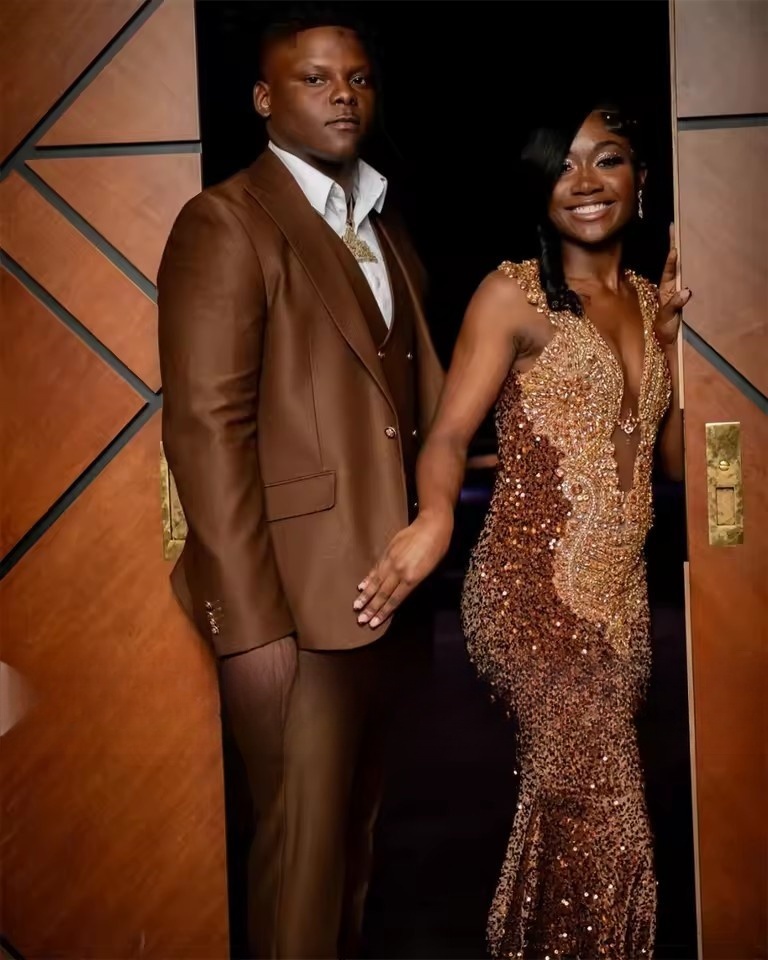 Chocolate Brown Mermaid African Prom Dresses for Black Girls Crystal Beaded Birthday Slay Queen Gown vestidos Customized