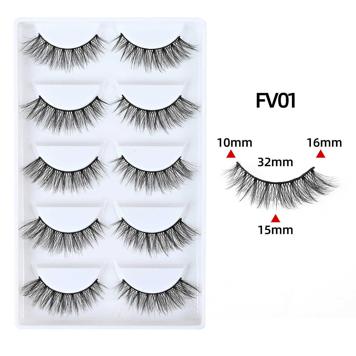 New set of five pairs of false eyelashes thick and curled one piece handmade three-dimensional eyelashes W250324