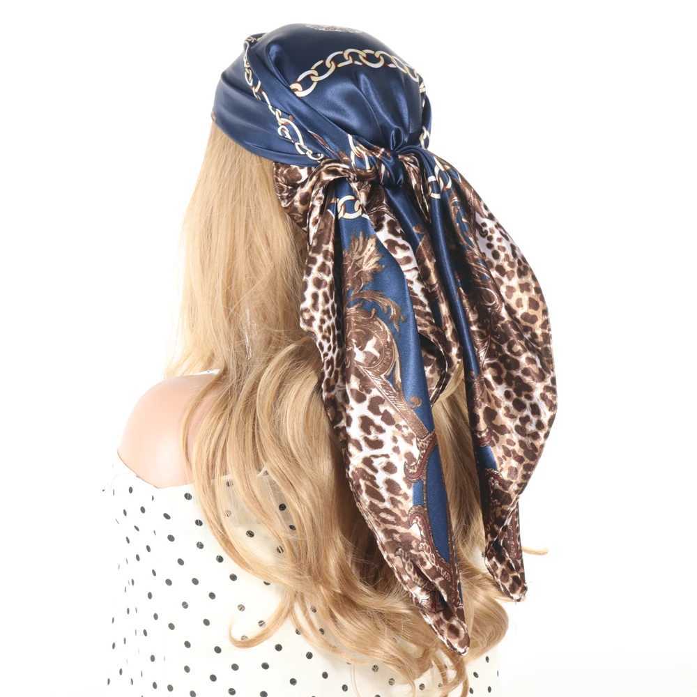 Leopard Silk Scarf Wen Summer Beach Vacation Foard Soft Satin Shawl Kerchief Square Scarf Neck Shawl 90 * 90cm X250324
