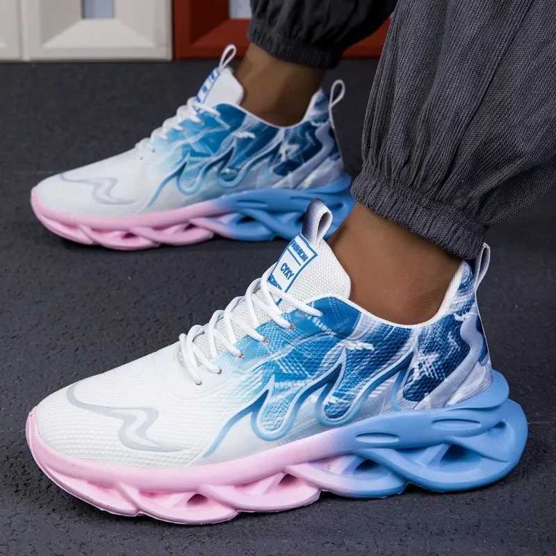 Mens casual sports shoes breathable lightweight flame printed sports shoes summer outdoor tennis running hiking shoesXJ250324