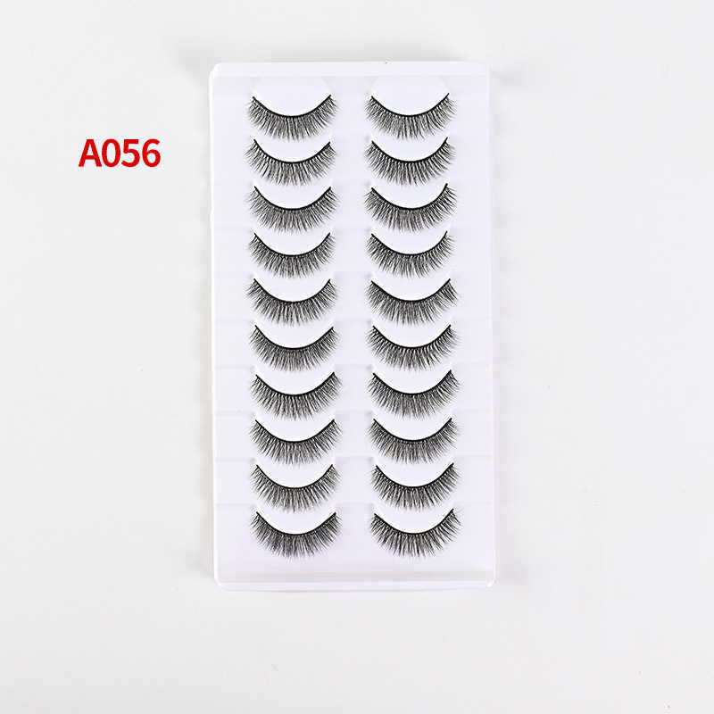 10 pairs of thick double eyelid false eyelashes whole black hard stem stage natural eyelashes W250324