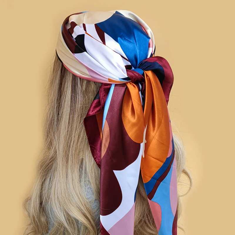 90X90CM Fashion Kerchief Silk Satin Collar Scarf Printed Headscarf Fem Square Shawl Wrapped Womens Muffler Belt X250324