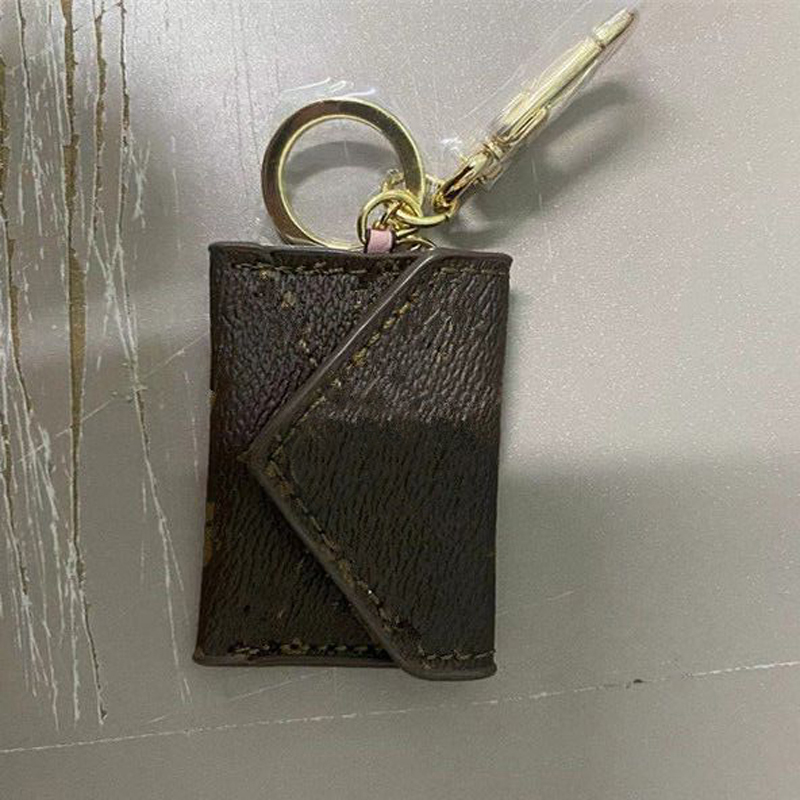 Fashion Purse Pendant Designer Letter Wallet Keychain Keyring Car Chain Charm Brown Flower Mini Bag Trinket Gifts Accessories