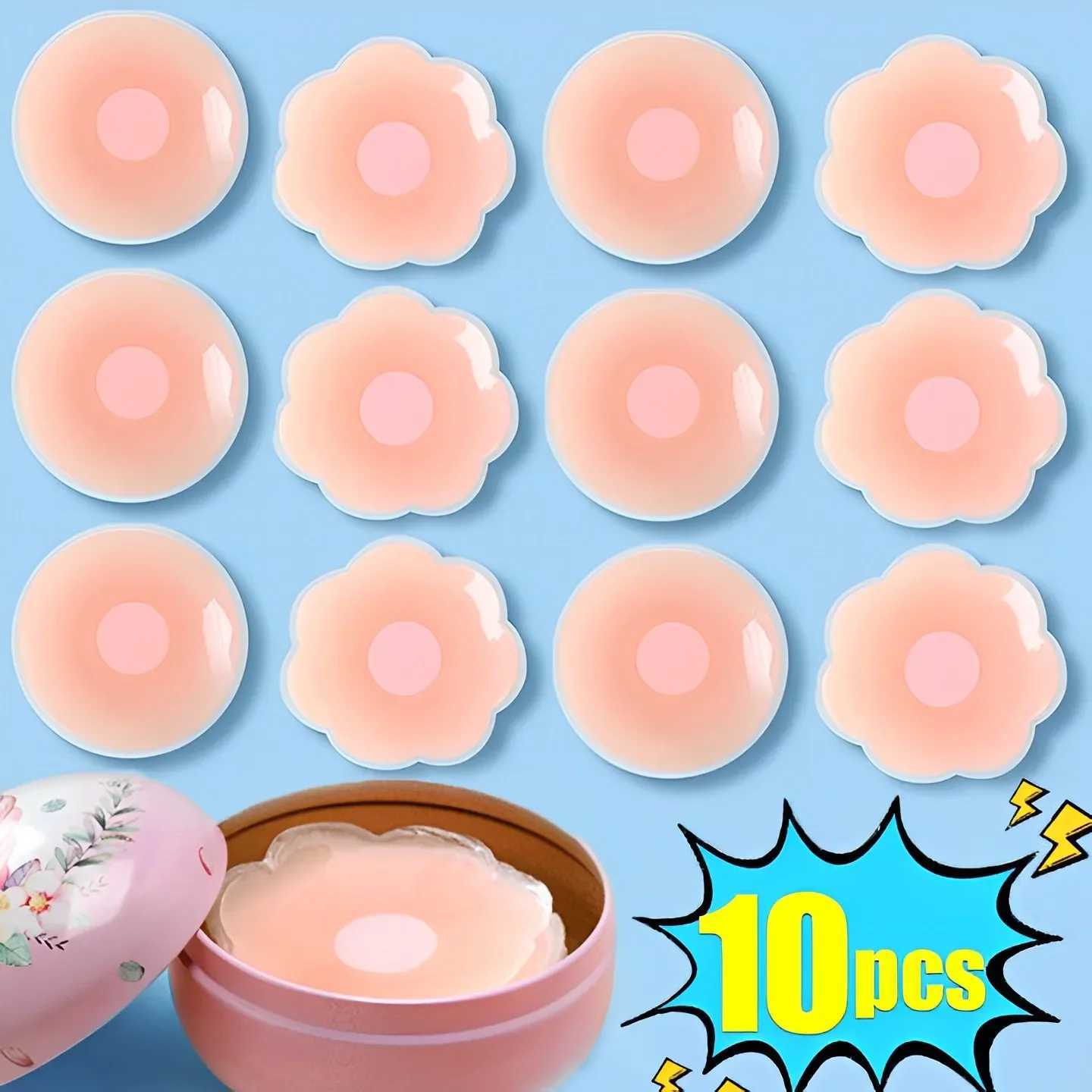 2/10 pieces of invisible self-adhesive breast cream reusable stickers strapless lifting bra pads silicone chest buckleXJ250324