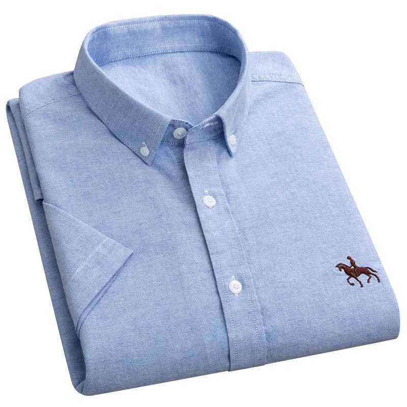New L short sleeved 100% pure cotton Oxford soft comfortable casual fit plus size high-quality summer business mens casual shirt X250324