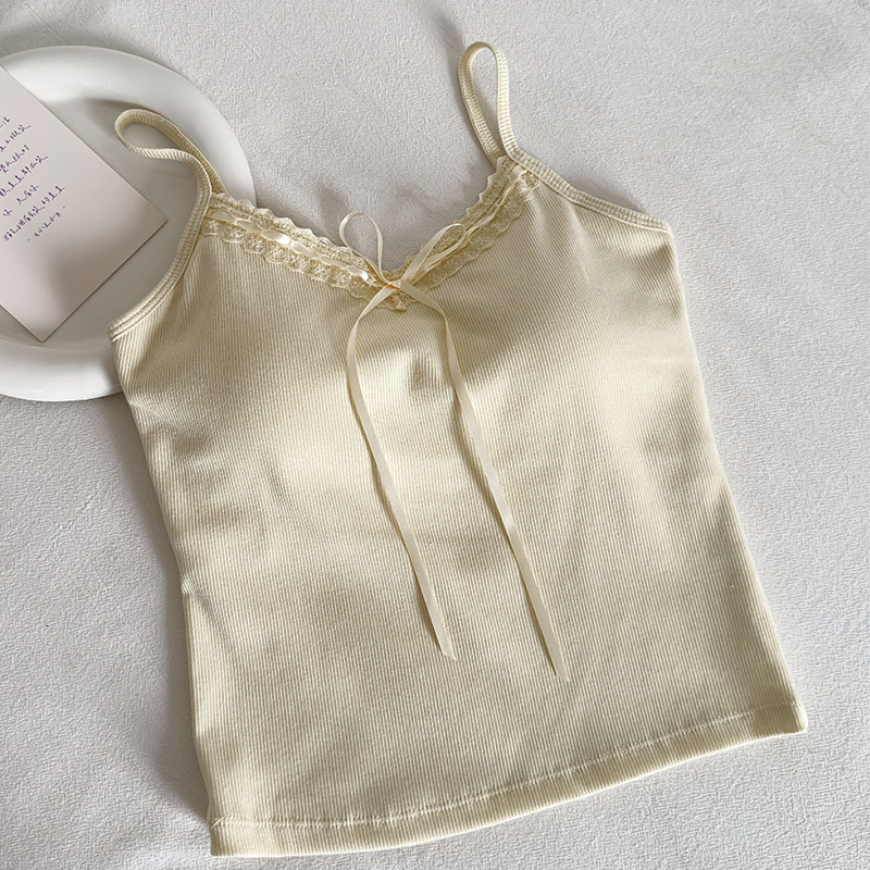 2025 New Designer Pure Desire Lace Beautiful Back Women's Tank Top Summer With Chest Cushion, Fixed Cup Spicy Girl's Inner And Outer Wear Ta