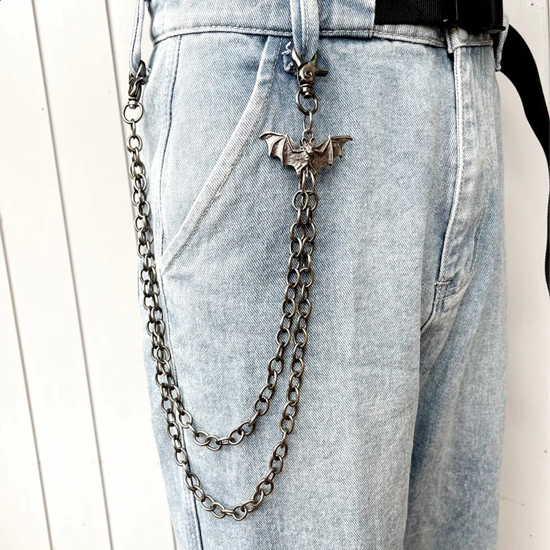 Metal Bat Rock Layered Chain Keychains For Men Women Waist Key Chain Wallet Jeans Hip-hop Pants Belt Chains Jewelry Accessories 250324