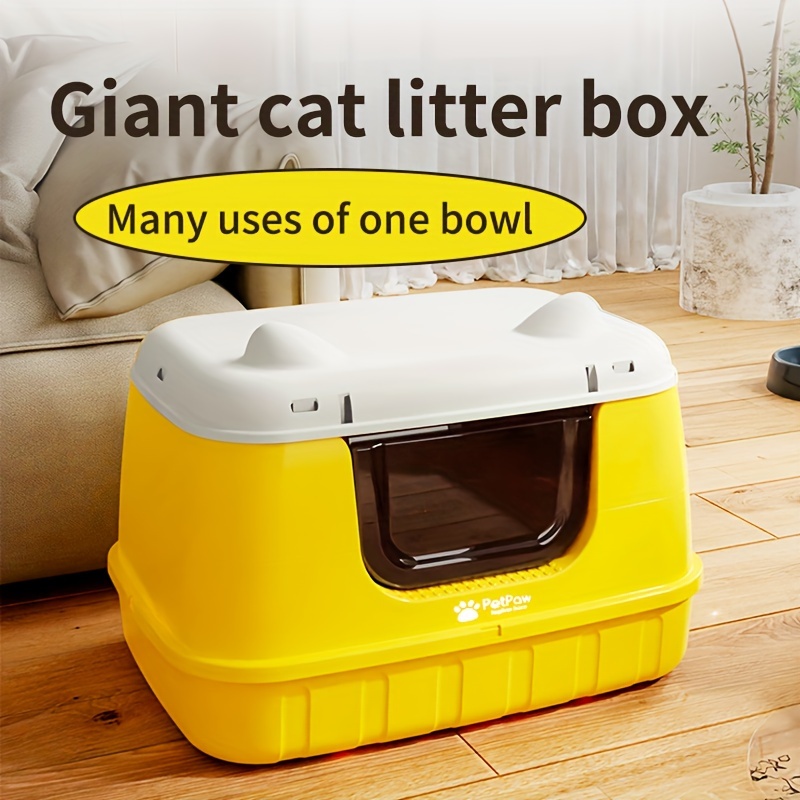 Large Enclosed Litter Box Odor Control Removable Self Cleaning Non Electric Battery Free Square Shape Pet Supplies Cat Toilet