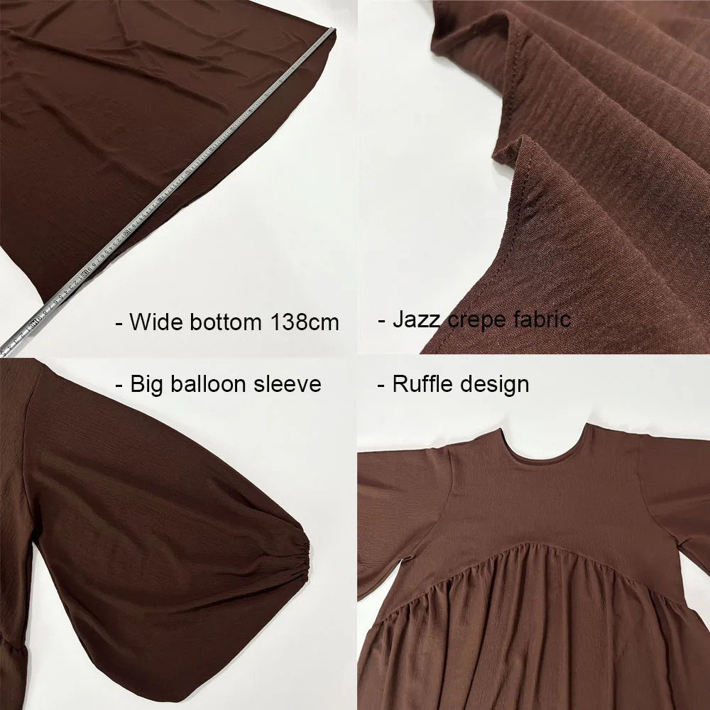 Abaya Khimar Set 2 Piece Jazz Crepe Balloon Sleeve Muslim Dress Women Dubai Wholesale Prayer Jilbab Islamic Clothing 250324