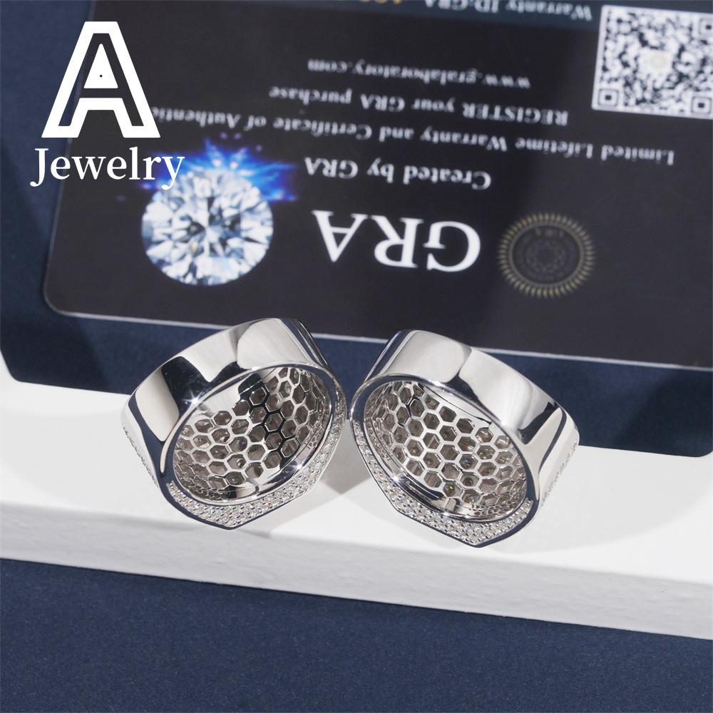 Special Offers Square Moissanite Engagement Ring Shimmering Hip Hop Jewelry Silver Mens Ring with GRA Certificate