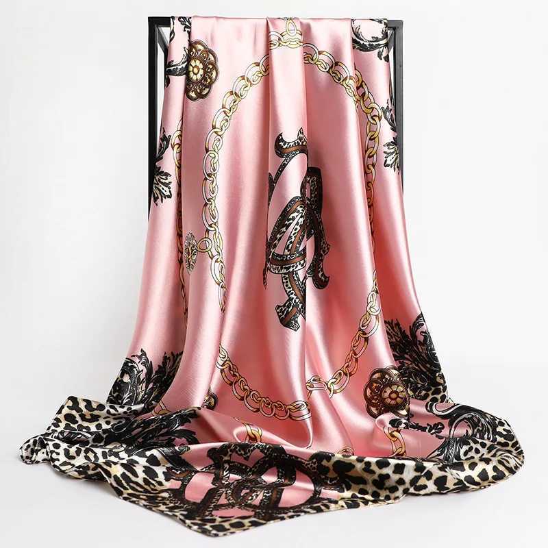 Square Silk Scarves Wen 90 * 90cm satin headscarf Muslim Fem chiffon shawl and hair wrapped scarf Pareo Band X250324