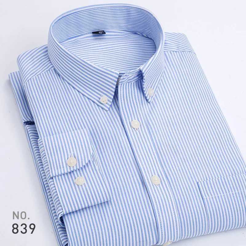 Mens long sleeved striped shirt Oxford dress plain weave mens high-quality slim fit Smatr casual shirt brand clothing X250324
