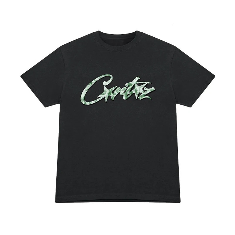 Drill Style American High Street West Hip Hop Printed Short Sleeve Tshirt Mens Summer Trend Half 250324