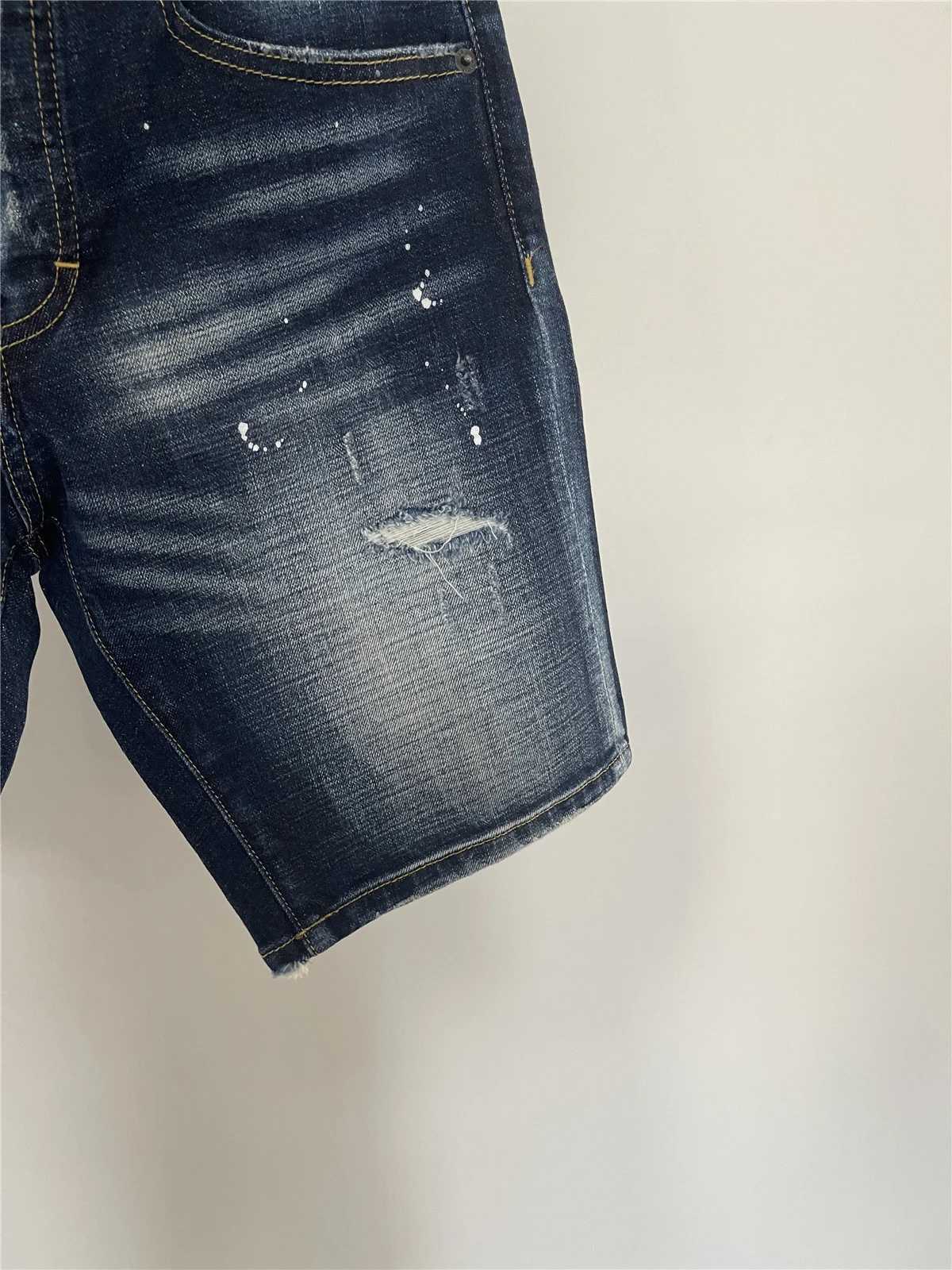 2024 Spring/Summer 5 oclock Mens Fashion Waxing Patch Embroidery Slimming Micro Elastic Denim Shorts X250324