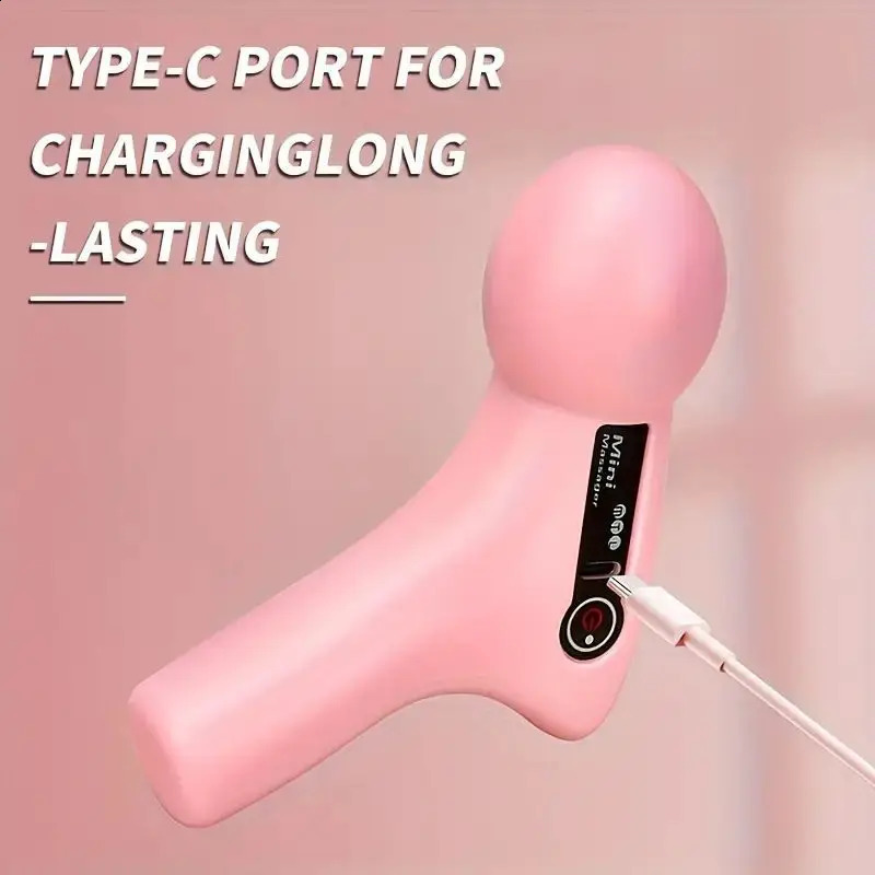 Deep Tissue Massage Gun USB Rechargeable Portable Full Body Muscle Massage 4-speed Adjustable Fascia Gun Pink and Black 250303