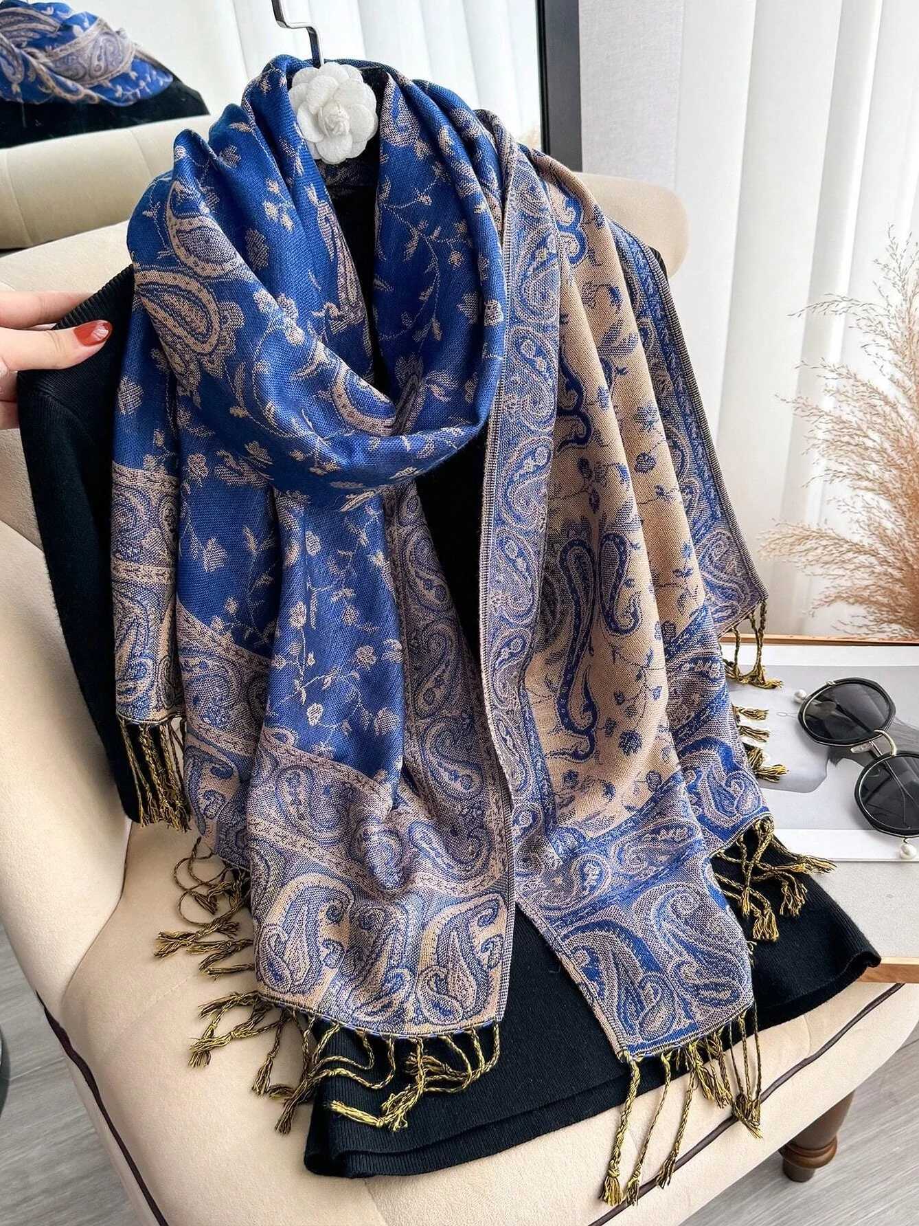 24Color Luxury Bohen Style Shawl Wen Scarf Jacquard Paisley Pattern Designer Womens Muslim Headscarf X250324