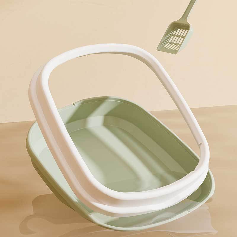 Semi-Closed Oversized Cat Litter Box with Splash Guard - Durable Plastic Pet Toilet for Large Cats