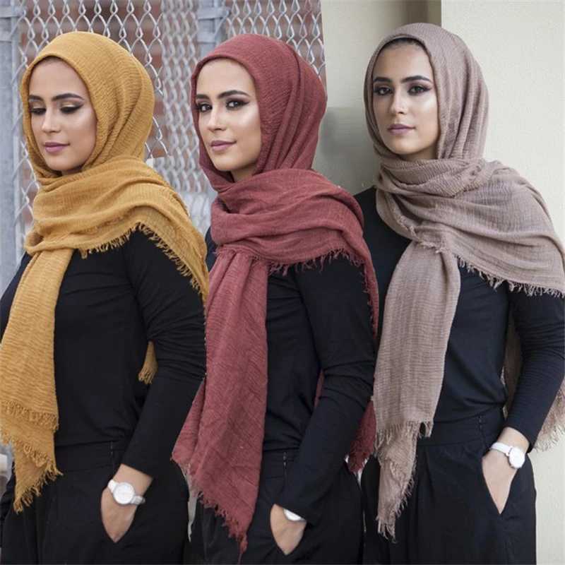 2021 New Ruffle Headscarf Cotton Linen Muslim Wanshawls Headscarf X250324