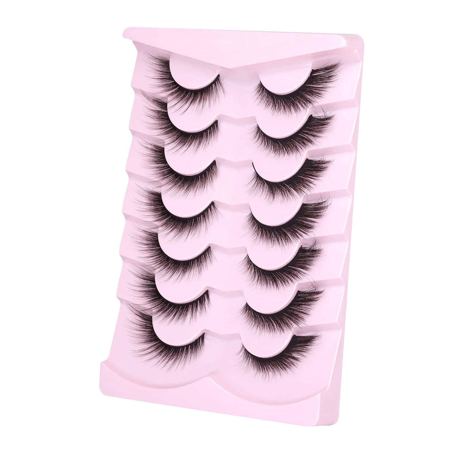 7 pairs of cat eye imitation mink false eyelashes elongated tail thick simulation on camera with fur eyelashes W250324