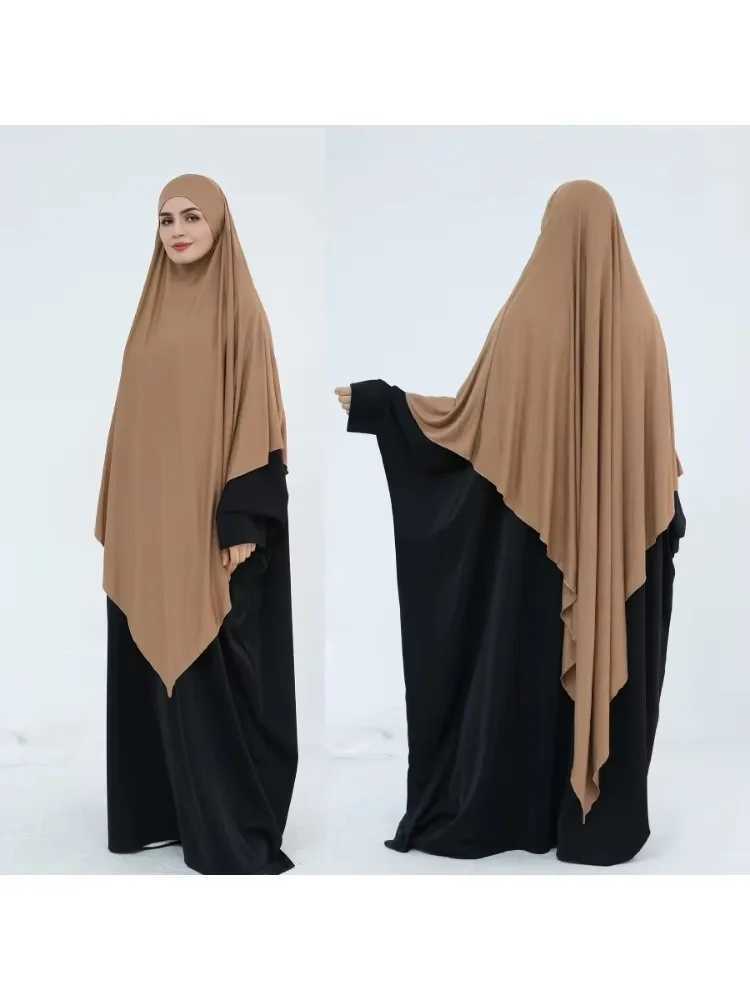 Ramadan Muslim Wens Plain Hijab Extra Jersey Khimar Scarf Cover Scarf Islamic Prayer Clothing Headscarf Scarf X250324