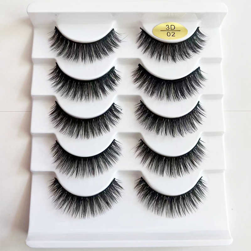 5-Pair 3D False Eyelash Natural Thickening 3D Multi Layer Hard Meme Stage Exaggerated False Eyelash W250324